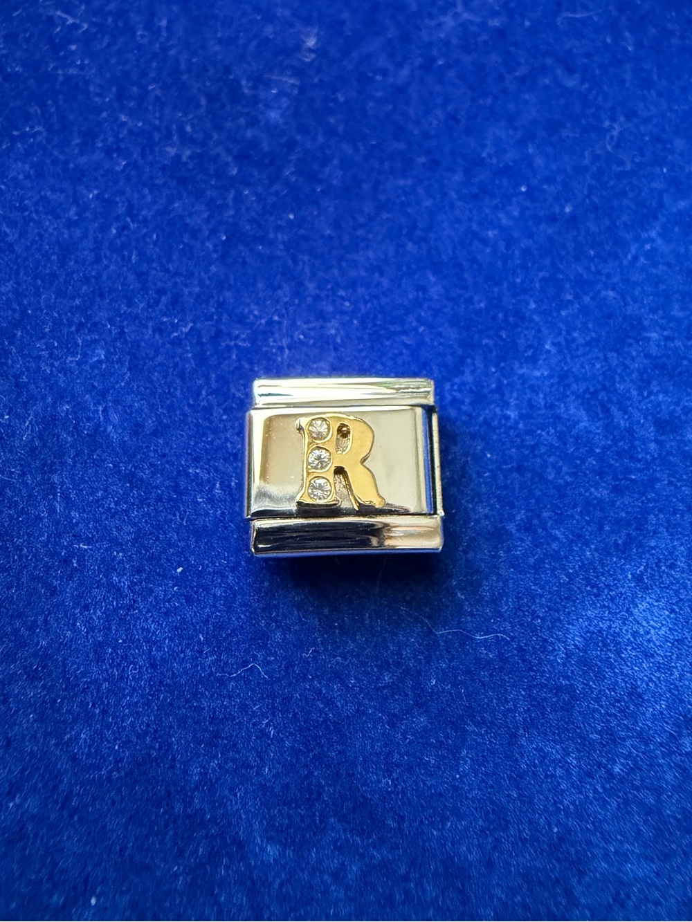 Letter “R” 18k CZ OG Manuel Zed Italian Charm